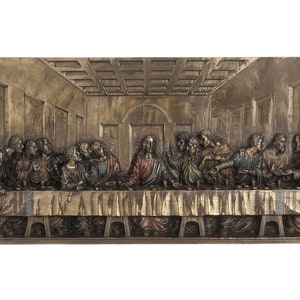 The Last Supper Wall Hanging Bronze Sculpture, Lord Jesus & Disciples Last Supper Wall Decor, Catholic Gift