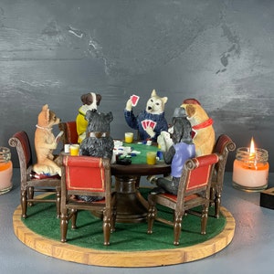 Dogs Playing Poker Figurine Statue, Famous Cassius Marcellus Coolidge Art, Funny Pet Lover Gift