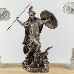 Greek Goddess Athena Throwing Javelin Statue, Greek Goddess of Wisdom and War