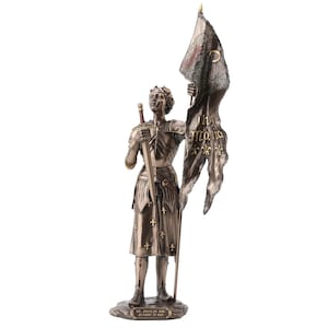 Saint Joan of Arc with Sword and Banner Statue, Saint Joan of Arc Figurine, French Hero