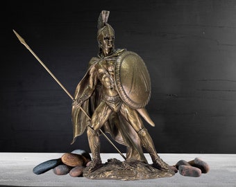 コールドキャストブロンズ製スパルタ王レオニダス像：ギリシャ戦士彫刻