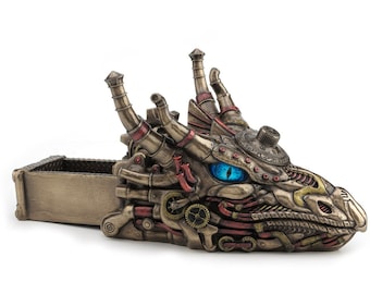 Cabeza de dragón Steampunk personalizada con caja de baratijas