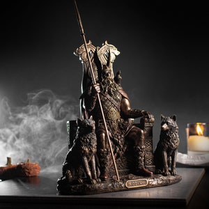 Odin Sitting On Throne Statue, Scandinavian God Odin Sculpture