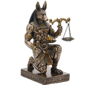 7.25 Inch Kneeling Anubis Holding Scale Figurine Statue