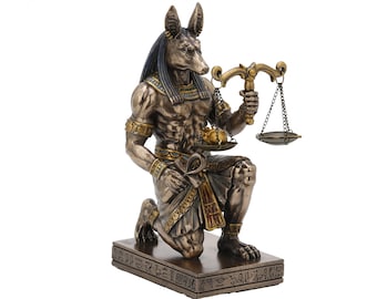 7.25 Inch Kneeling Anubis Holding Scale Figurine Statue