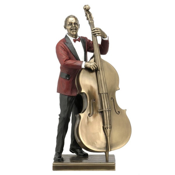 Jazz Band Double Bass Player Figurine Statue, Musical Decoration