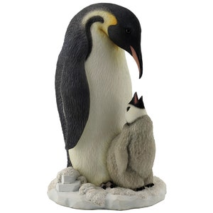 Penguin With Baby Penguin Sculpture, Baby Chick Statue