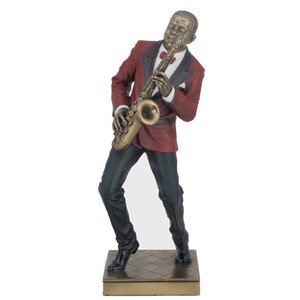 Jazz Band Saxophone Player Figurine Statue, Musical Decoration