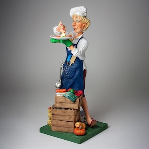 Women Chef Figurine Statue, Chef Decor For Kitchen, Chef Ornament, Restaurant Decor