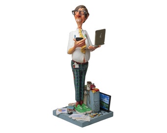 Computer Expert Figurine Statue, Gift for IT Friends, Office Decor