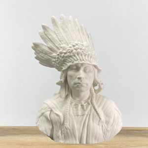 Native Indian Chef Porcelain Bust, Native Indian Sioux Chef Statue