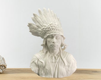 Porcelain Sioux Indian Chief Bust Sculpture