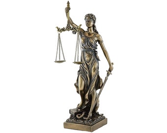 Themis Goddess of Justice Statue: Cold Cast Bronze Blind Lady Decor