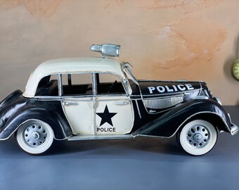 Vintage Police Car Metal Model, Vintage Toy, Old Car Decor