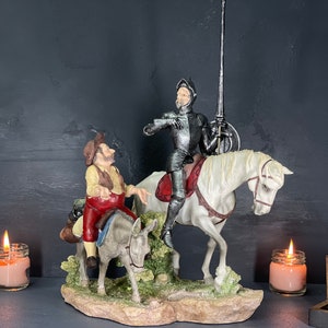 Man of La Mancha Don Quixote and Sanca Panza Figurine Statue, Don Quixote Sculpture