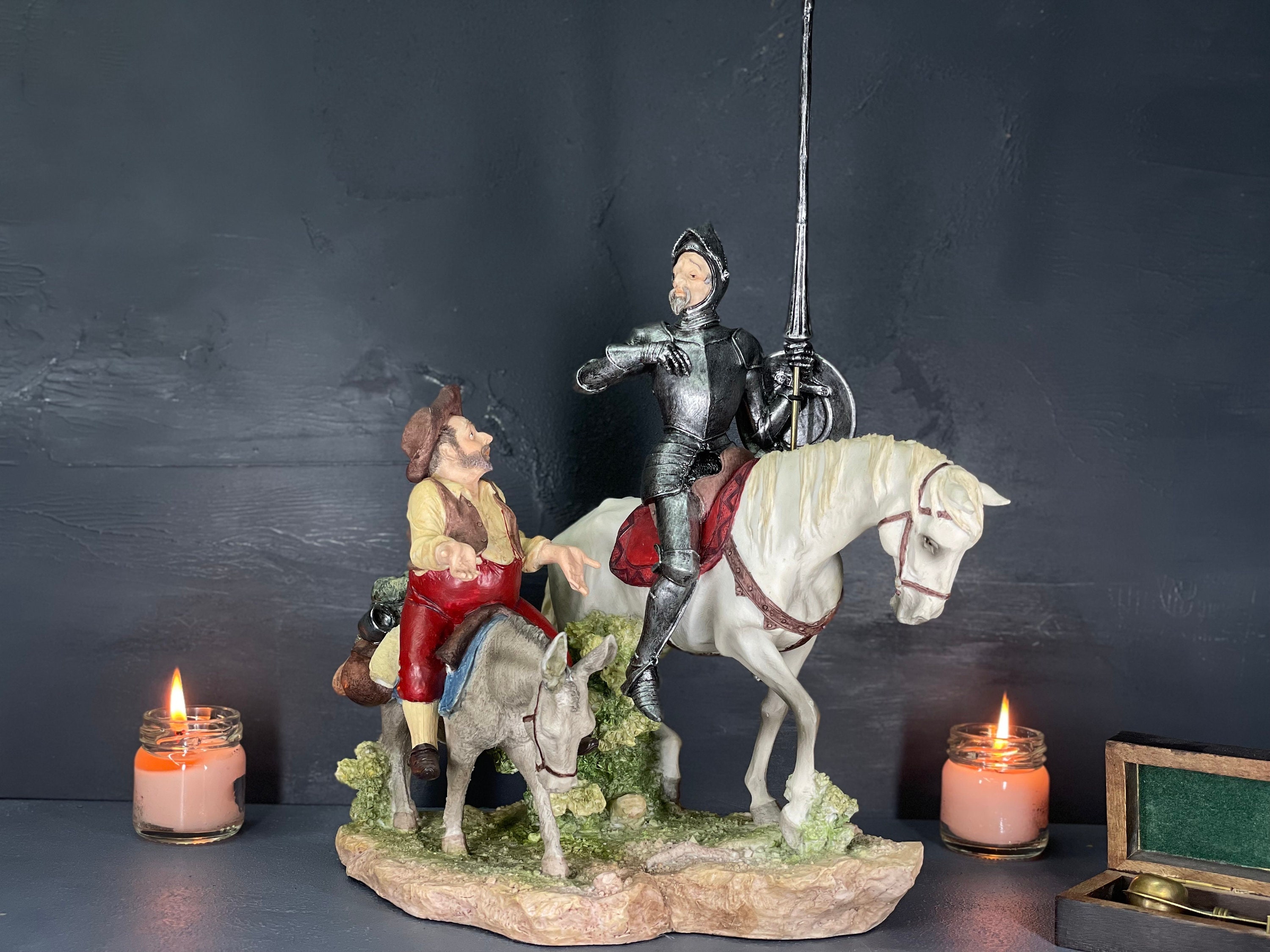 ドン・キホーテとサンチョ・パンサのフィギュア：コールドキャスト樹脂