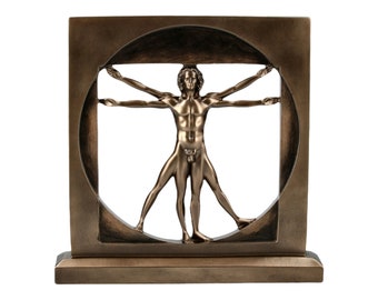 Vitruvian Man Figurine by Leonardo da Vinci Statue, Leonardo da Vinci Vitruvian Man Art Sculpture