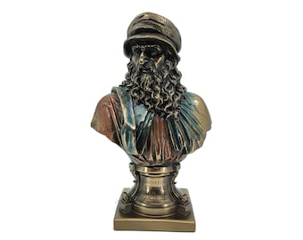 Estatua de busto de Leonardo Da Vinci de 9 pulgadas