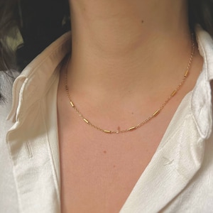 Dainty Gold Tube Chain Necklace - Minimalist Chain Choker - Gold Chain Choker - Waterproof Necklace