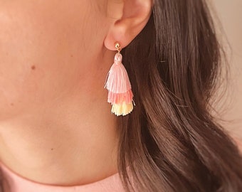 Statement Earrings - Tassel Earrings - Colorful Statement Earrings - Gold plated Stainless Steel earring findings - Long lasting
