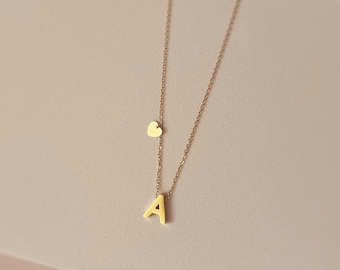 BESTSELLER - Dainty Gold Letter Pendant Necklace - Initials Necklace - 18k Gold & Stainless Steel Findings