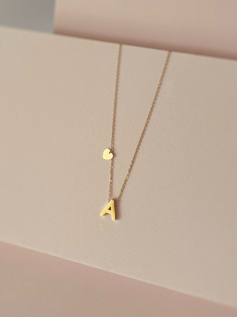 BESTSELLER Dainty Gold Letter Pendant Necklace Initials Necklace 18k Gold & Stainless Steel Findings image 1