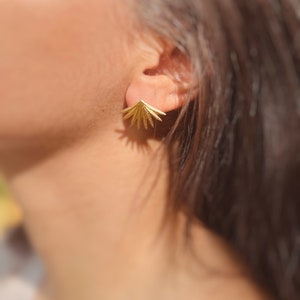 18k Gold plated stud earrings Sunray Earrings Golden Rays Studs Boho Handmade Earrings image 2