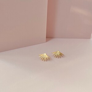 18k Gold plated stud earrings Sunray Earrings Golden Rays Studs Boho Handmade Earrings image 7