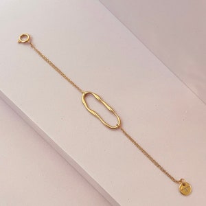 18k Gold plated Boho Bracelet - Gold oval shaped statement bracelet - Waterproof Bracelet