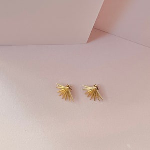 18k Gold plated stud earrings Sunray Earrings Golden Rays Studs Boho Handmade Earrings image 4