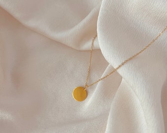 Dainty and Boho Gold Circle Necklace - Pendant Necklace - Gold Stainless Steel Necklace - Dainty Necklace - Boho Necklace