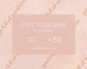 50EUR Gift Card - Gift Voucher - Gift Certificate - Gift idea - Printable PDF Gift Certificate - Valid for 1 year - Free Shipping included