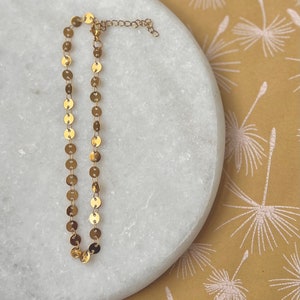 Boho Anklet & Bracelet - Gold Sequin chain Bracelet and Anklet - Stainless Steel Findings in Gold - Waterproof Anklet