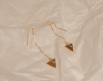 Gold Triangle Cubic Zirconia Huggies - Triangle Earrings - 18k Gold coated Stainless Steel Huggies - Long-lasting Earrings - Geometric