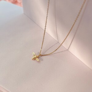 BESTSELLER - Dainty Gold Bee Pendant Necklace - Bee Pendant - 18k Gold & Stainless Steel Findings