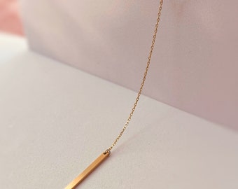 Boho Minimalist Lanyard Necklace - 18k Gold plated or Silver Stainless Steel Chain and Bar Pendant - Boho Jewelry