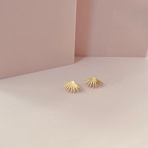 18k Gold plated stud earrings Sunray Earrings Golden Rays Studs Boho Handmade Earrings image 3