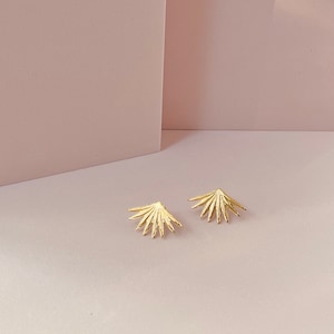 18k Gold plated stud earrings Sunray Earrings Golden Rays Studs Boho Handmade Earrings image 1