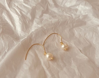 Dainty Brown Agate Dangle Gold Earrings - Agate Hoop Earrings - Handmade Hoop Earrings - Minimalist & Unique Jewelry