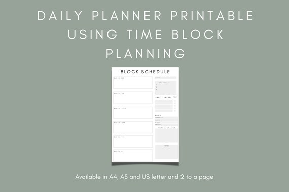 Daily Planner Printable Using Time Blocking. Undated and | Etsy