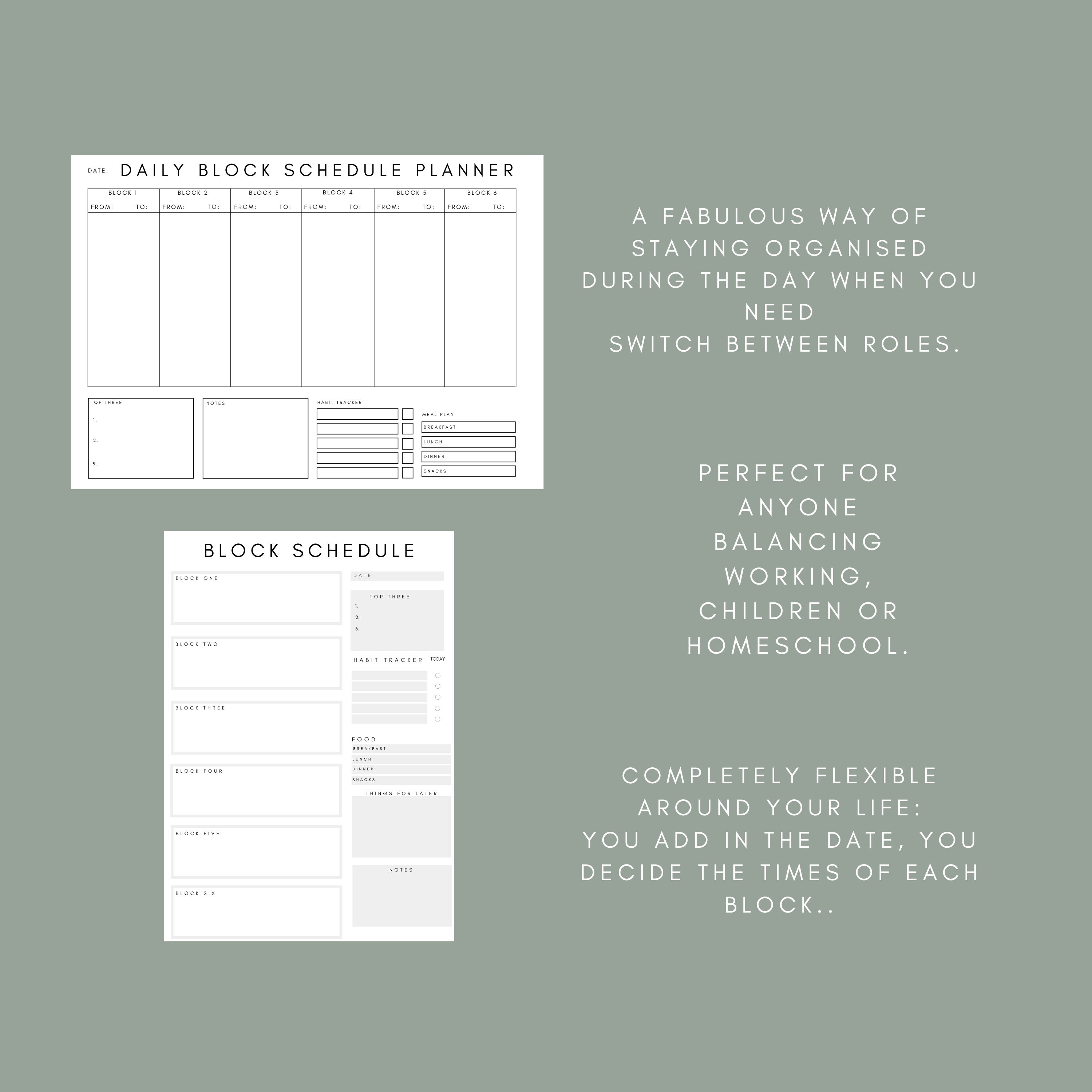 Simple Block Planner Time Block Planner Printable: Productivity Planner (A4, US Letter ...