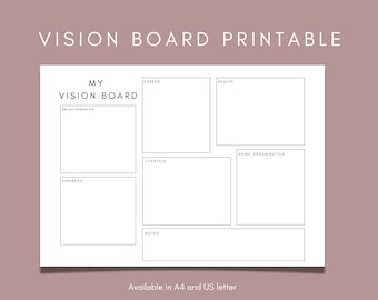 Simple and easy to use vision board template: 4 printables included in this diy vision board, dream board, dream goal planner printable