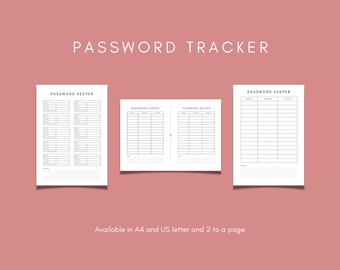 Suivi de mot de passe imprimable, A4/US Letter (téléchargement numérique)