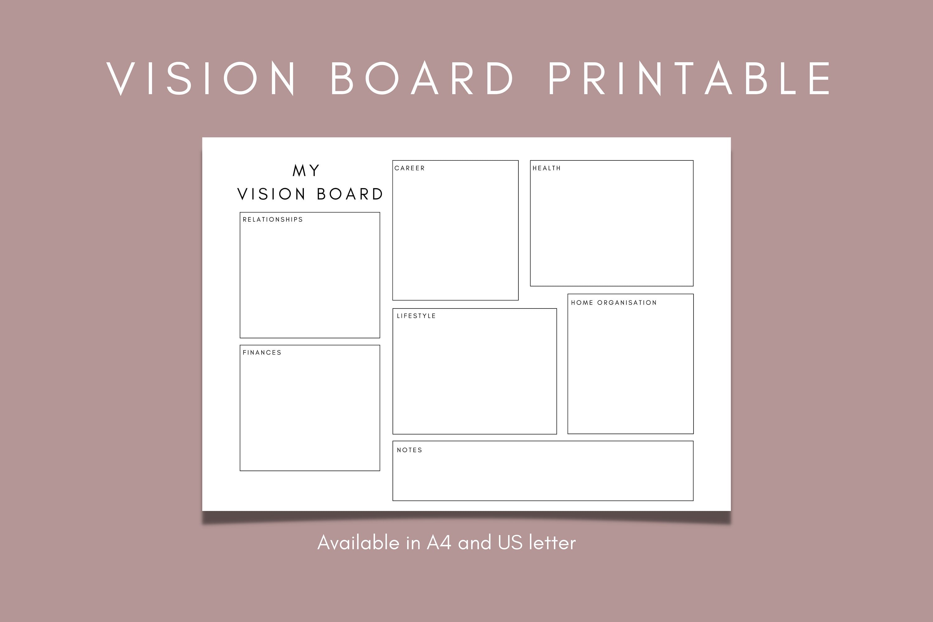 Simple and Easy to Use Vision Board Template: 4 Printables - Etsy Canada