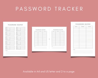 Printable Password Log Password Keeper Print at Home Planner - Etsy