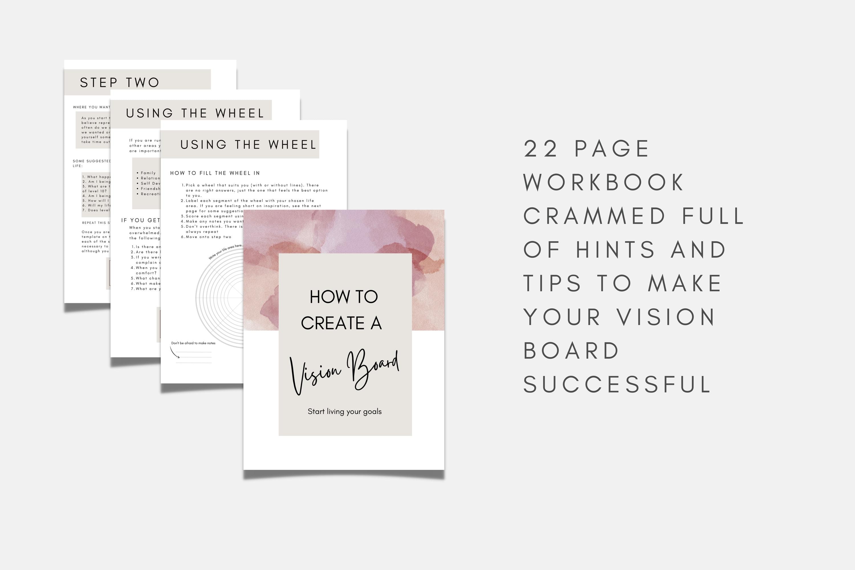 Vision Board Directions.pdf Vision Board Printable Kit and Template. Guided Goal Setting Workbook ...