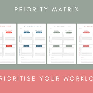 Use this Priority Matrix to prioritise your tasks. The task matrix/ Eisenhower Matrix will help you to improve your productivity and clarity