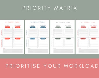 Use this Priority Matrix to prioritise your tasks. The task matrix/ Eisenhower Matrix will help you to improve your productivity and clarity