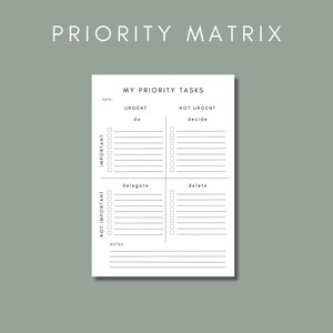 Use this Priority Matrix to prioritise your tasks. The task matrix/ Eisenhower Matrix will help you to improve your productivity and clarity