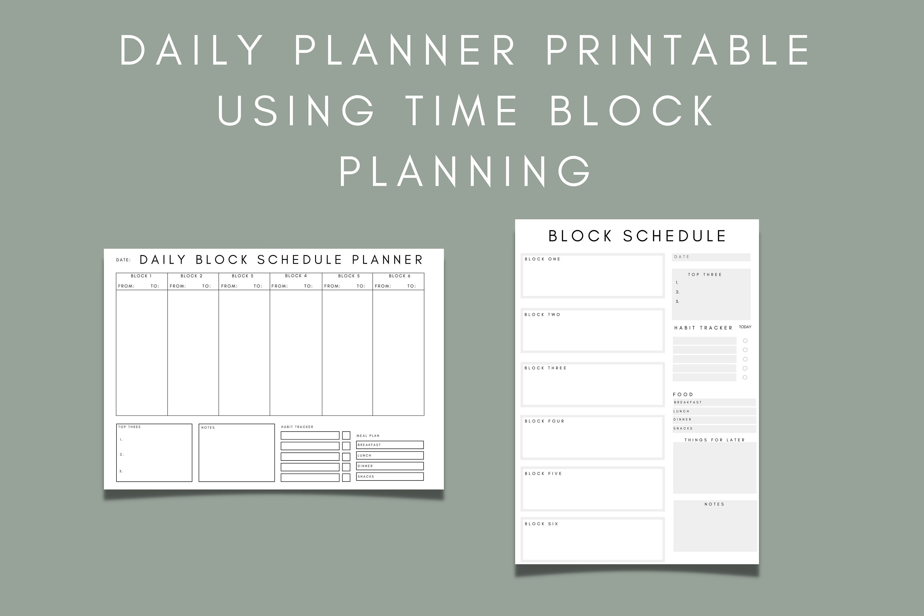 Block Schedule and Timer Tracker: Minimalist Daily Planner Pdf - Etsy
